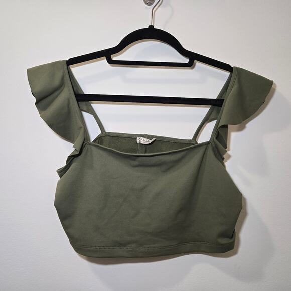 NWT Free People Intimately Little Flirty Duo Crop in Army Green Size M‎ - Picture 1 of 7
